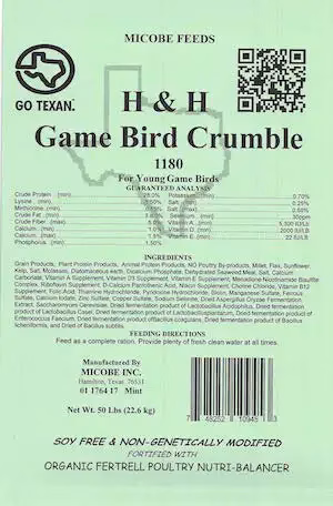 h and h game bird crumble